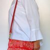 Hand Tooled Red Leather Bag, Easy Convert Wristlet, Clutch, or Cross Body With Solid Brass Scissor Snaps - Image 3
