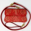 Hand Tooled Red Leather Bag, Easy Convert Wristlet, Clutch, or Cross Body With Solid Brass Scissor Snaps - Image 8