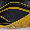 Hand Tooled Yellow Leather Bag, Clutch/Wristlet Vintage Flower Design - Image 5